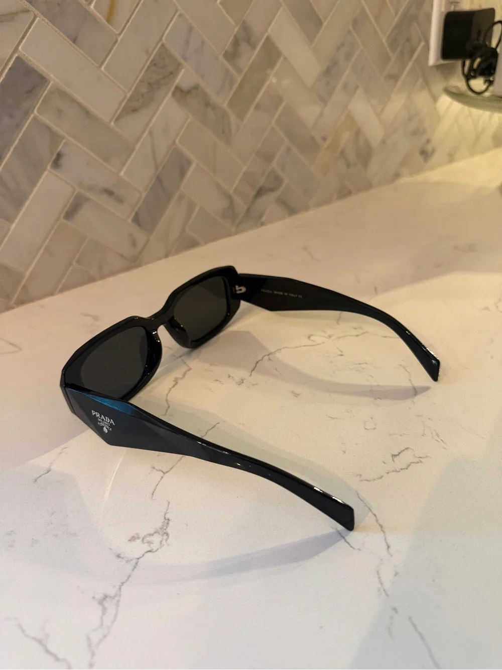 Prada Black Angular Logo Sunglasses